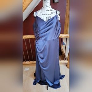 Mori Lee Size 22 Slate Blue Silky Dress